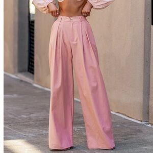 Chic Pink Wide-Leg Women's Pants